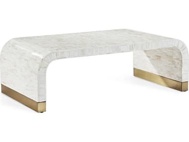 Interlude Home Beacon Natural Cream / Polished Brass 52'' Wide Rectangular Coffee Table IL118126