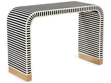 Interlude Home Beacon Black / Natural Shiny Brass 44'' Wide Rectangular Console Table IL139042