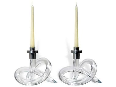 Interlude Home Clear/ Shiny Silver Candle Holder IL525061