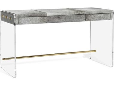 Interlude Home Cora Natural Grey Clear Polished Brass Secretary Desk IL188130