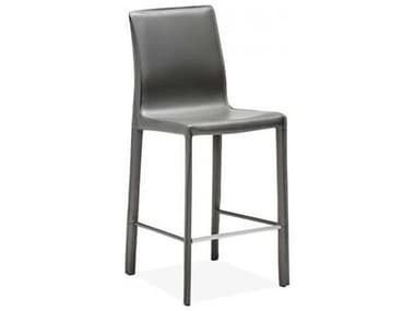 Interlude Home Leather Mountain Grey Brushed Steel Counter Stool IL148096