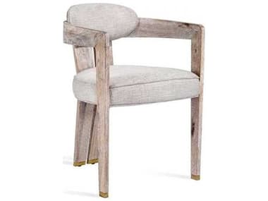 Interlude Home Oak Wood Brown Upholstered Arm Dining Chair IL148164