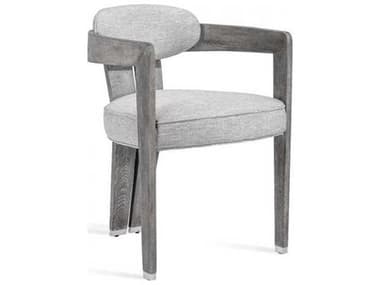 Interlude Home Oak Wood Gray Upholstered Arm Dining Chair IL148165