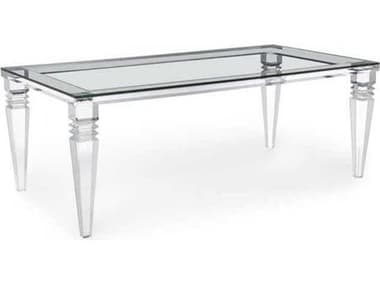 Interlude Home 82" Rectangular Wood Clear Glass Dining Table IL168084