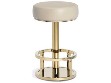 Interlude Home Drake Cream Latte / Polished Brass Side Swivel Counter Height Stool IL149191