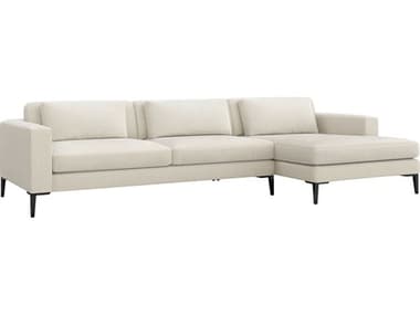 Interlude Home Izzy 126" Wide White Fabric Upholstered Sectional Sofa IL1990141