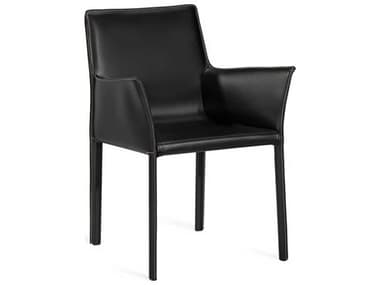 Interlude Home Jada Leather Black Upholstered Arm Dining Chair IL149157