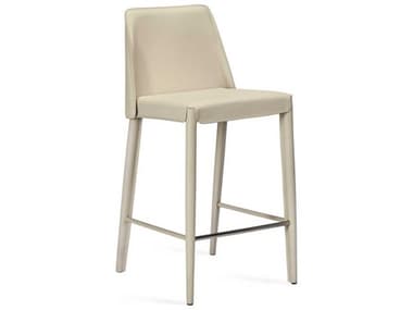 Interlude Home Malin Leather Upholstered Mediterranean Sand Polished Nickel Counter Stool IL149163