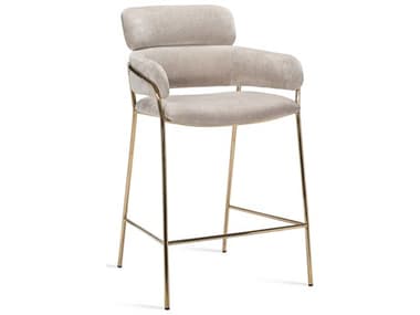 Interlude Home Marino Beige Latte Gold Upholstered Counter Stool IL145185