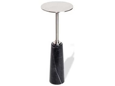 Interlude Home Black/ Brushed Nickel 8'' Wide Round Pedestal Table IL159045