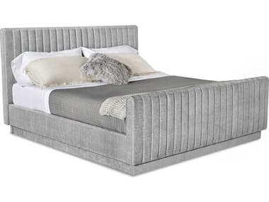 Interlude Home Skylar Smoke Gray Upholstered King Panel Bed IL199903