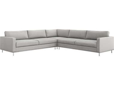 Interlude Home Valencia 124" Wide Gray Fabric Upholstered Sectional Sofa IL1990166