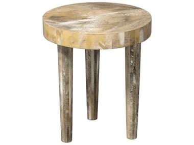 Jamie Young Artemis 16" Round Wood Pearl Resin End Table JYC20ARTESMPE