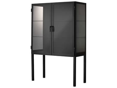 Jamie Young 43" Black Iron & Clear Glass Bar Cabinet JYC20CHAUCABBK