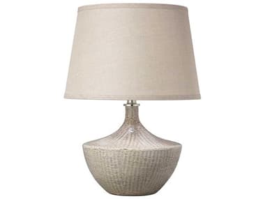 Jamie Young Basketweave Off White Ceramic Open Cone Table Lamp JYC9BASKWHC255M