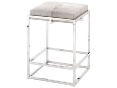 Jamie Young Shelby Leather Upholstered Grey Hide Nickel Metal Counter Stool JYC20SHELCSGR