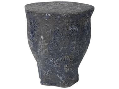 Jamie Young 19" Round Ceramic Blue Clay End Table JYC20MOLTSTBL