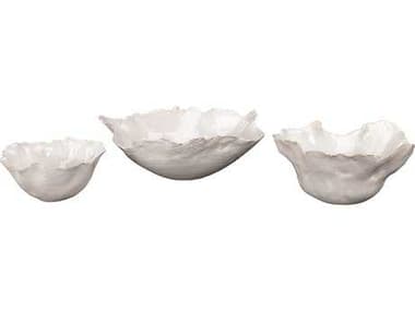 Jamie Young Fleur White Ceramic Ceramic Bowls (Set of 3) JYC7FLEUBOWH