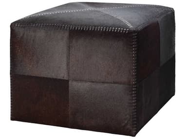 Jamie Young 24" Espresso Dark Brown Leather Upholstered Ottoman JYC20OTTOLGES
