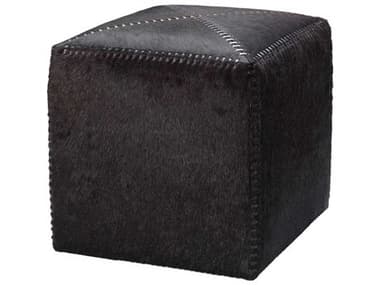 Jamie Young 16" Espresso Dark Brown Leather Upholstered Ottoman JYC20OTTOSMES