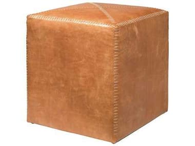 Jamie Young 16" Buff Leather Tan Upholstered Ottoman JYC20OTTOSMLE
