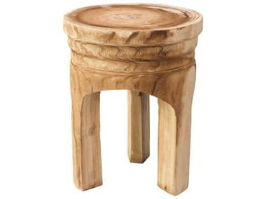 Jamie Young Mesa 13" Round Natural Wood End Table JYC20MESASTWD