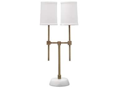 Jamie Young Minerva Antique Brass White Table Lamp JYC9MINETLAB