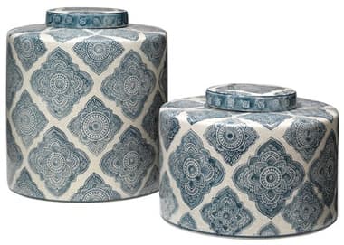 Jamie Young Oran Blue / White Canisters (Set of 2) JYC7ORANCABL