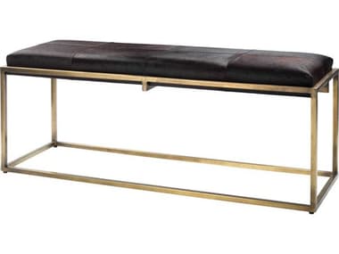 Jamie Young Shelby Espresso Hide / Antique Brass Accent Bench JYC20SHELBEES