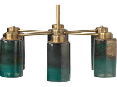 Jamie Young Company Vapor Antique Brass / Glass 6-light 26'' Wide Medium Chandelier JYC5VAPOCHAQ