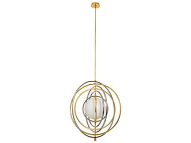 Jonathan Adler Electrum 28" 1-Light Brass Nickel Glass Globe Round Pendant JON26506