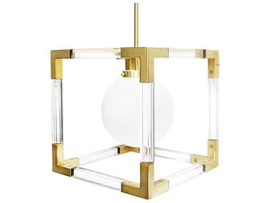 Jonathan Adler Jacques 15" 1-Light Clear Glass Brass Globe Pendant JON18957