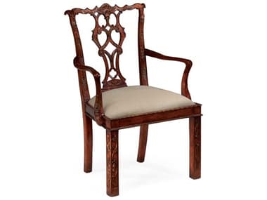 Jonathan Charles Buckingham Mahogany Wood Brown Upholstered Arm Dining Chair JC492472ACMAHF001