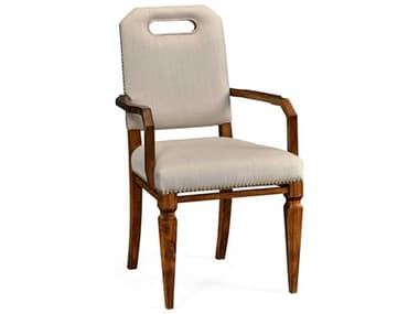 Jonathan Charles Camden Walnut Wood Beige Upholstered Arm Dining Chair JC495551ACCAWF001