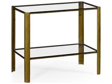 Jonathan Charles Cosmo Rectangular Glass Light Antique Brass Gold End Table JC494975LAB