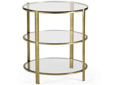 Jonathan Charles Cosmo Round Glass Light Antique Brass End Table JC495011LAB