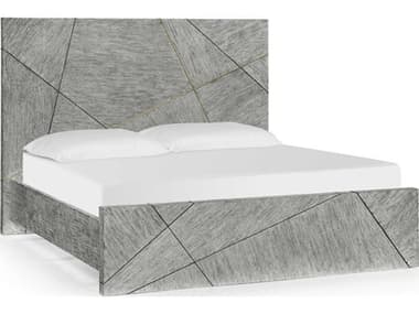 Jonathan Charles Geometric Dark French Oak Gray Wood King Panel Bed JC500277USKDFO