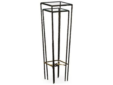 Jonathan Charles Stiletto Square Glass Antique Black With Highlight End Table JC495029BRO