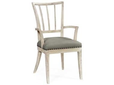 Jonathan Charles William Yeoward Collected Acacia Wood Gray Upholstered Arm Dining Chair JC530204ACWAA