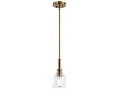Kichler Aivian 5" 1-Light Weathered Brass Glass Bell Geometric Mini Pendant KIC52399WBR