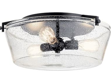 Kichler Alton 18" 3-Light Black Glass Bowl Flush Mount KIC45299BK