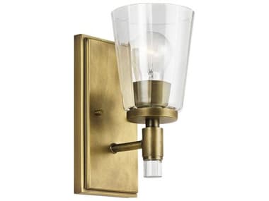 Kichler Audrea 10" Tall 1-Light Natural Brass Glass Wall Sconce KIC45866NBR