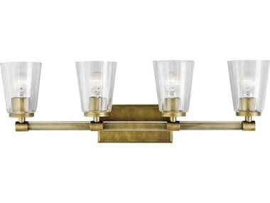 Kichler Audrea 30" Wide 4-Light Natural Brass Glass Vanity Light KIC45869NBR