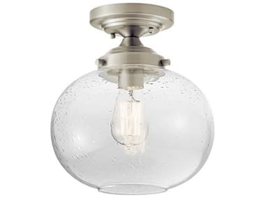 Kichler Avery 9" 1-Light Brushed Nickel Glass Globe Round Semi Flush Mount KIC42296NI