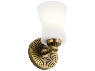 Kichler Brianne 9" Tall 1-Light Brushed Natural Brass Glass Wall Sconce KIC55115BNB