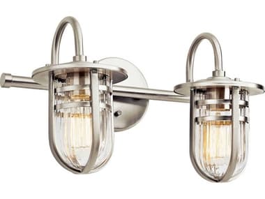 Kichler Caparros 17" Wide 2-Light Brushed Nickel Glass Vanity Light KIC45132NI