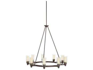 Kichler Circolo 9-Light Olde Bronze Glass Cylinder Chandelier KIC2346OZ