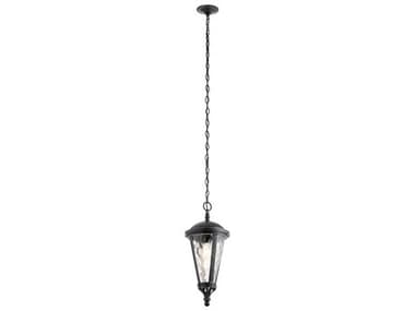 Kichler Lighting Cresleigh Black With Silver Highlights 1-light Glass Outdoor Hanging Light KIC49236BSL