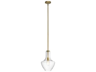 Kichler Everly 10" 1-Light Natural Brass Glass Geometric Mini Pendant KIC42141NBR