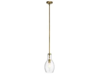 Kichler Everly 7" 1-Light Natural Brass Glass Geometric Mini Pendant KIC42456NBR